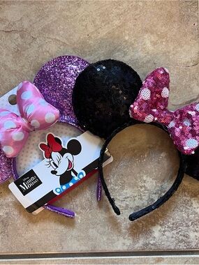 Disney Minnie Mouse Sequin Ears Headband Pink Purple NWT Adult Kids